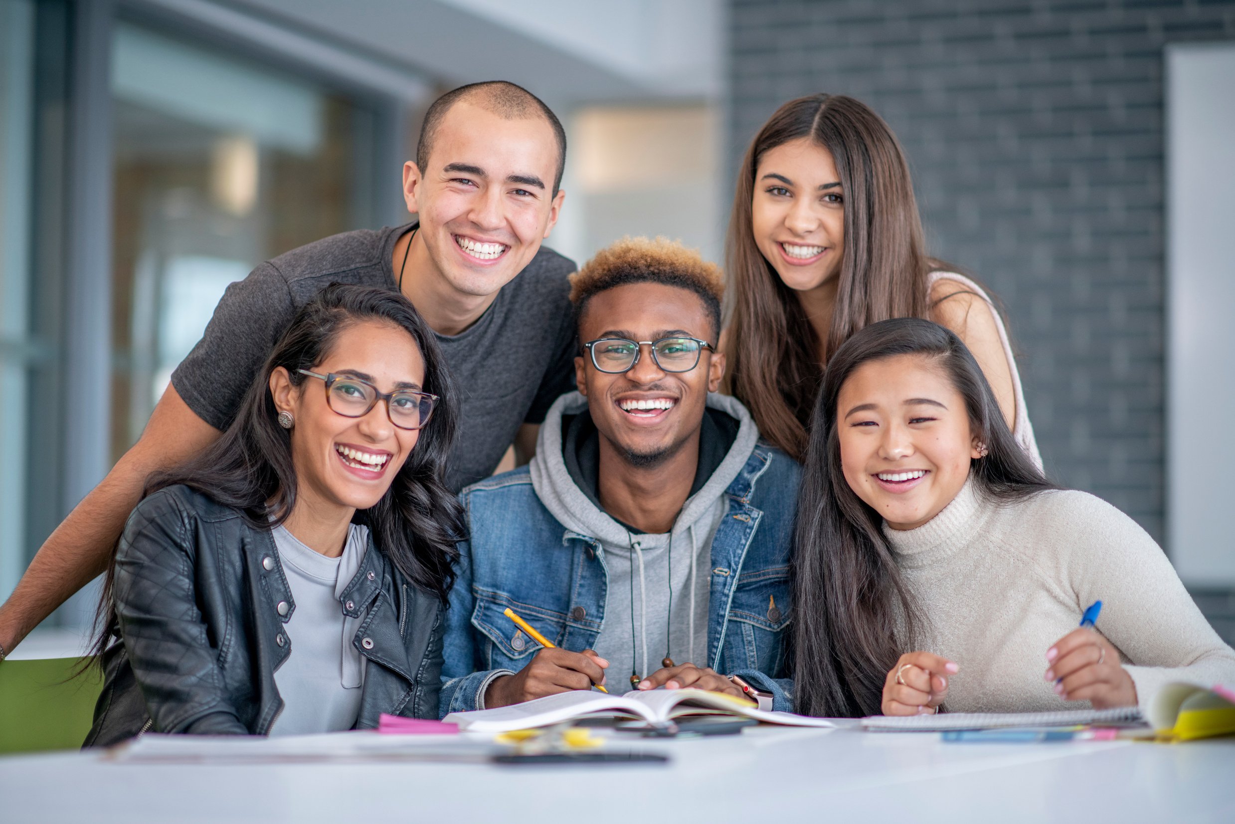 Diverse group of university students